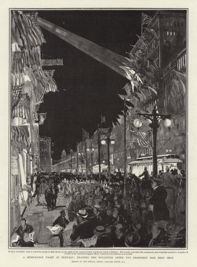 A Memorable Night at Buffalo, Reading the Bulletins after the President had been Shot by Charles Edward Dixon